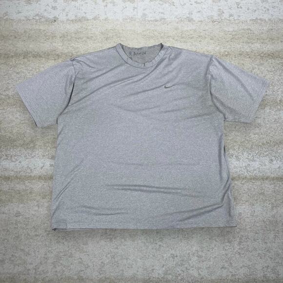 Vintage Y2K Nike Shirt Mens M Grey Polyester Subtle Embroidered Short Sleeve - Picture 1 of 4